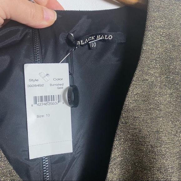 Black Halo Gold & Black Lined Dress NWT SZ10 - Picture 7 of 7